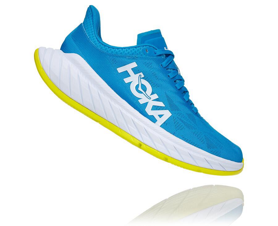 Hoka One One Koşu Ayakkabısı Kadın Mavi/Beyaz - Carbon X 2 - AE7395018